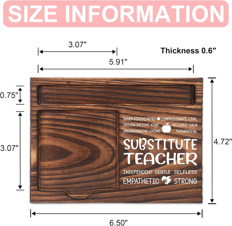 FTONENI Substitute Teacher Appreciation Gifts, Thank You Gift for Substitute Teacher, School Office Coworkers Staff Appreciation Gifts, Sticky Note Holder Wooden Notepad & Pen Holder 6.5" x 4.7" - FTA256 - Image 2